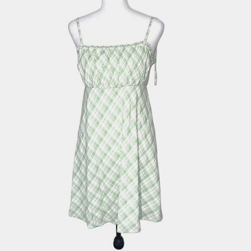 Hollister Womens Plaid Fit‎ & Flare Dress Mini Spaghetti Strap Lined Green Small